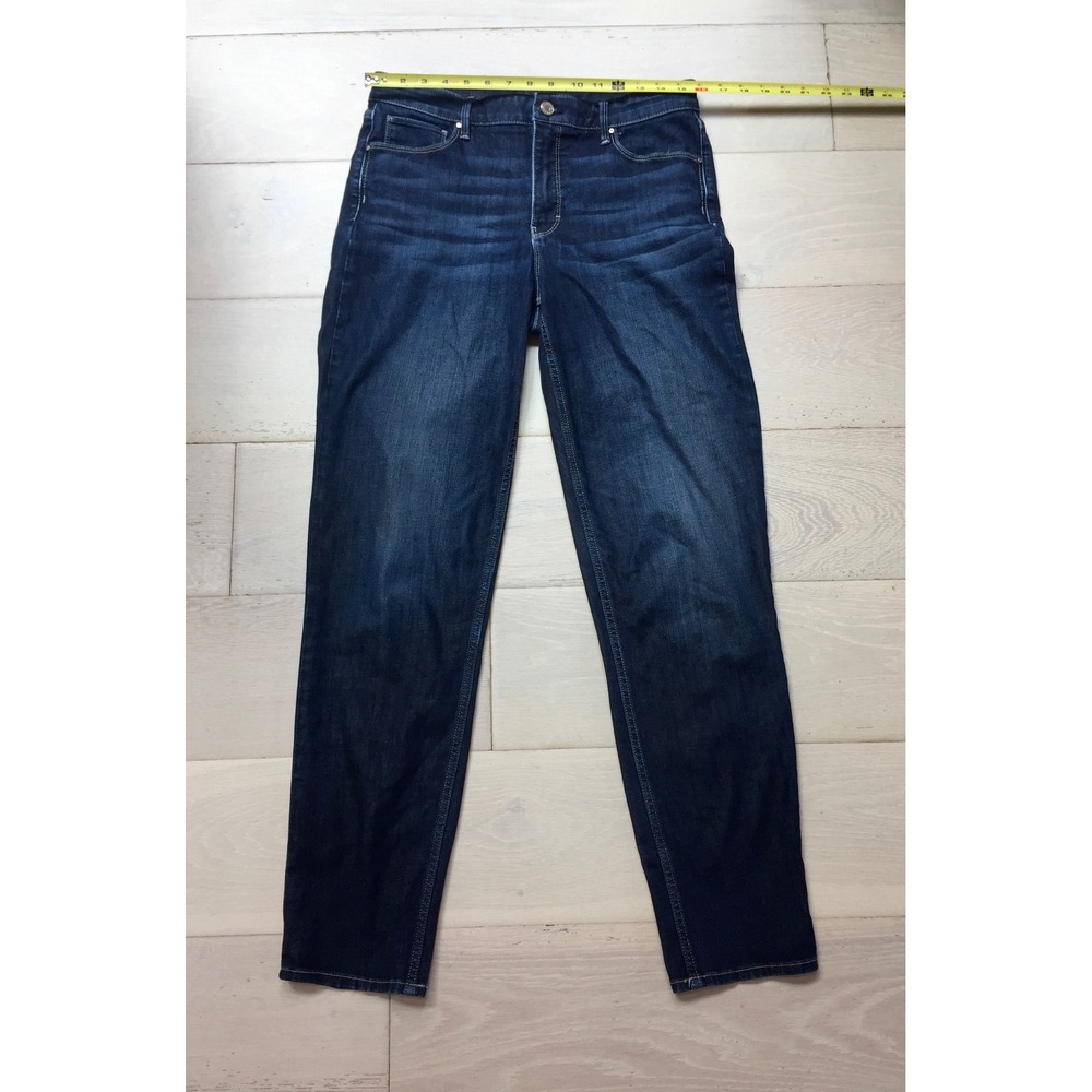 White House Black Women Dark Wash High Rise Slim Leg Jeans Size 10L Indigo Denim - Picture 3 of 7